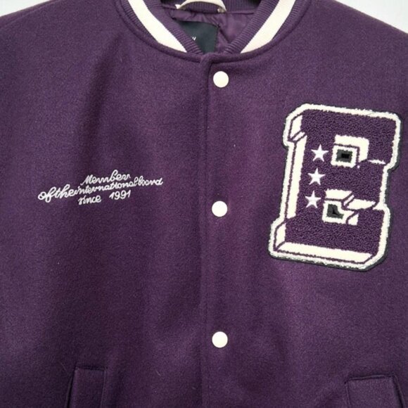 H&M Purple Varsity Jacket with Letter 'B' Patch Size Large - Picture 3 of 9